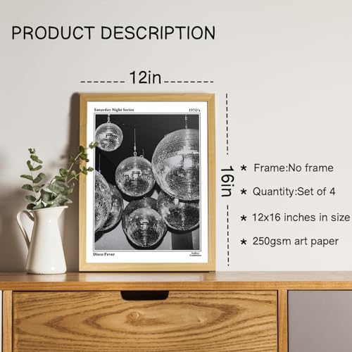NaZaUK Black and White Framed Newspaper Posters, Y2K Wall Art Set of 4 - Image 2