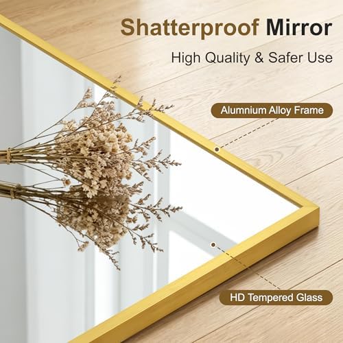 Bathroom Vanity Mirror for Over Sink, 60x30 Inch Matte Gold Mirror - Image 5