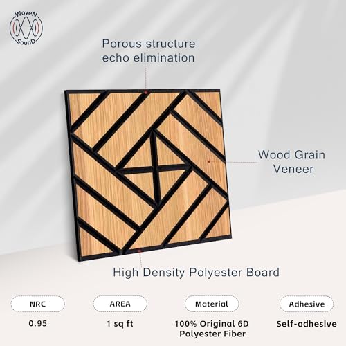 WoveN SounD Acoustic Wall Panels, Natural Oak, 16 Pack, 12x12 in - Image 3