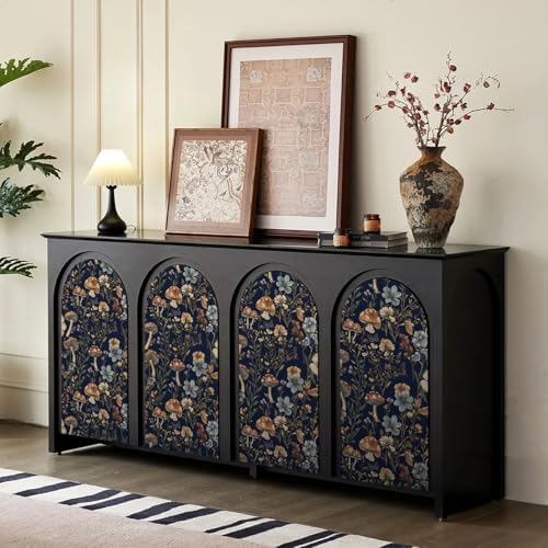 Froluya Dark Blue Mushroom Peel and Stick Wallpaper Floral Contact Paper - Image 5