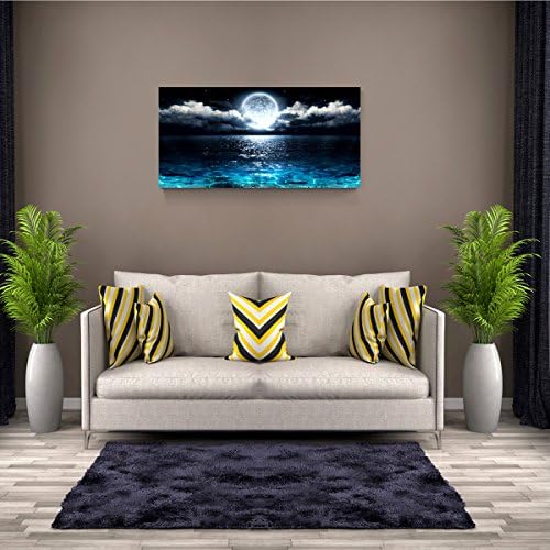 Wall Art Moon Sea Ocean Landscape Picture Canvas Wall Art Print Paintings - Image 2