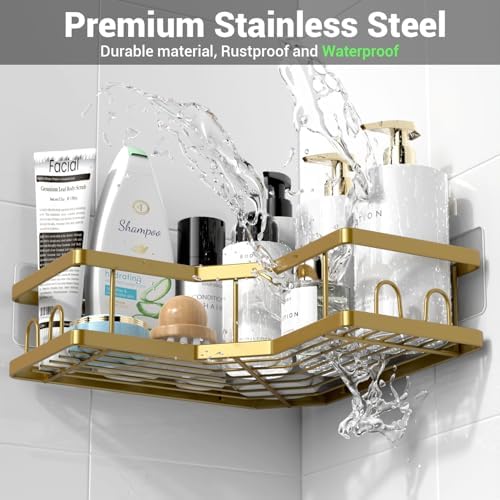 AKTECKE Corner Shower Caddy Bathroom Organizer: Adhesive Shower Rack Bathtub - Image 5