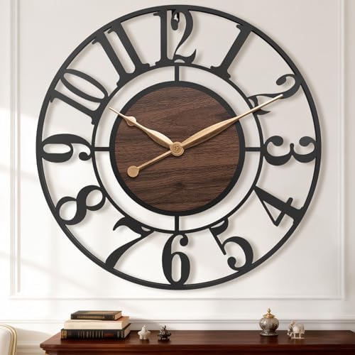 16 Inch Black Arabic Numeral Large Wall Clock by MuZi+famlily
