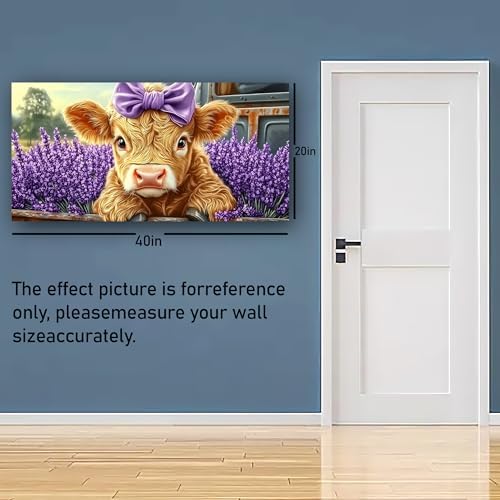 Haichuang Decor Art Highland Cow Canvas Wall Art, 40x20 Inch - Image 7