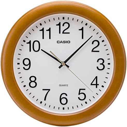 CASIO IQ-136-7JF Brown Analog Wood Grain Wall Clock, 11.6 inches, Continuous by Unknown