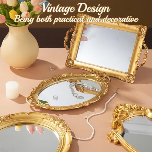 4 PCS Vintage Gold Mirror Set Vintage Mirrors - Image 5