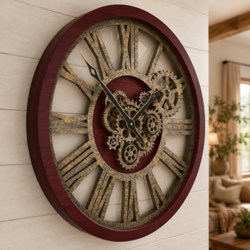 The B-Style Large Wall Clock, 30 inch, Cherry Red and Bronze by TheB-StyleTB