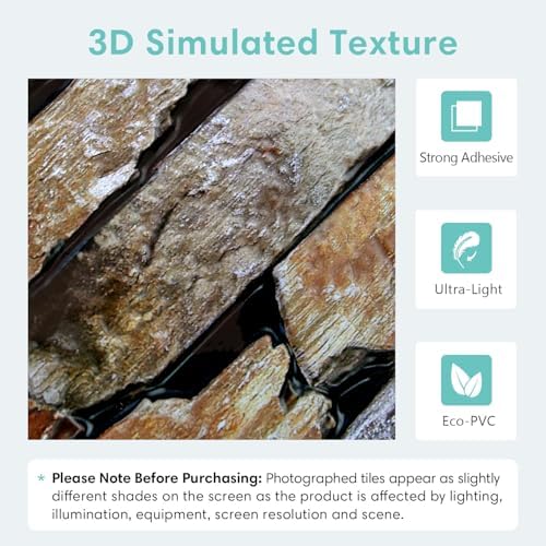 Commomy 3D Faux Stone Wall Panels Peel and Stick 10 Pcs 11.8" x 11.8" - Image 3
