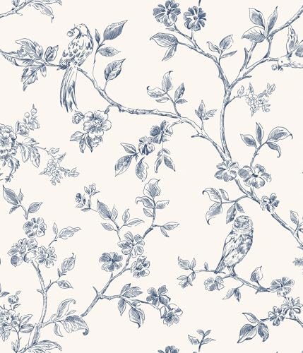 Orainege Vintage Peel and Stick Wallpaper Floral Birds Wallpaper by Orainege