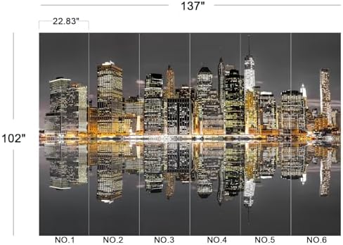 City Night Lights Water Reflection Skyline Peel Stick Wallpaper - Image 5