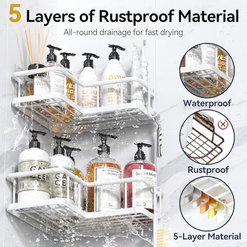 YASONIC Corner Shower Caddy Adhesive, 100% Rustproof Shower Organizer - Image 2