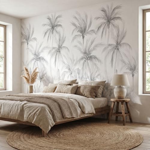 Bormia Gray Palm Tree Peel and Stick Wallpaper Wall Murals - Image 2