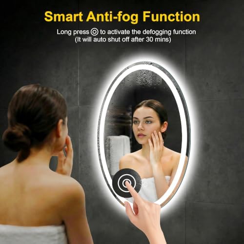 Oval LED Bathroom Mirror with Lights, 22 x 32 Inch Lighted Vanity Mirror - Image 4