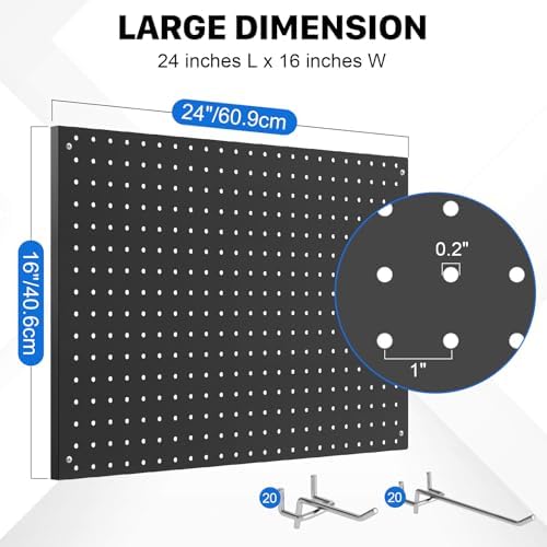 Peg Board, 4 Pack Metal Pegboard Panels Black Pegboards Wall Organizer - Image 3