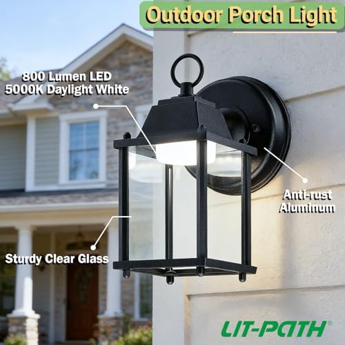 LIT-PaTH Outdoor Wall Light Fixture, LED 5000K, 2 Pack - Image 2