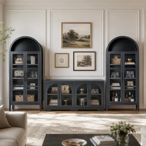 3-Piece TV Stand Set with Storage Towers, Glass Doors by StellaMia
