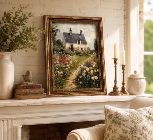 3D Textured Canvas Wall Art Vintage Carved Gold Frame Vintage Country Farmhouse - Image 2
