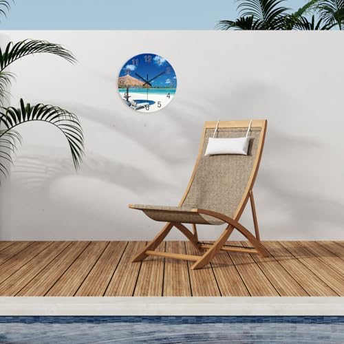 XFM Blue Beach Wall Clock 12 Inch Silent - Image 5