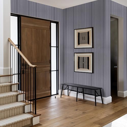 Dark Gray Grasscloth Peel and Stick Wallpaper, A Set of 15.7"x472" Textured - Image 4