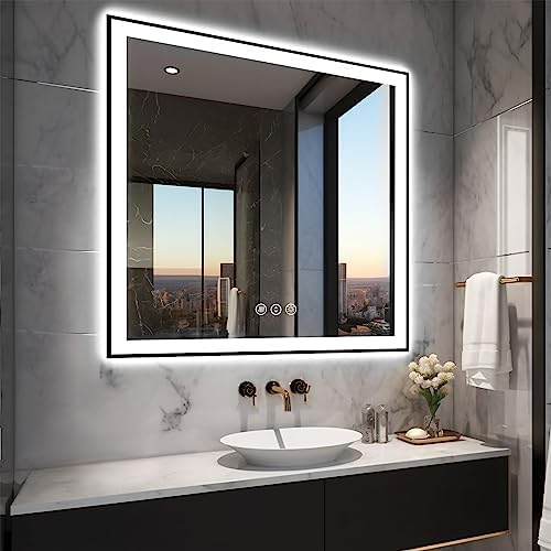 EchosLife 36x36 Square LED Bathroom Mirror by EchosLife