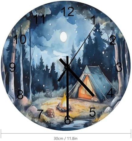 Forest Wall Clock Silent Non Ticking Battery Operated, Watercolor Mountain - Image 2