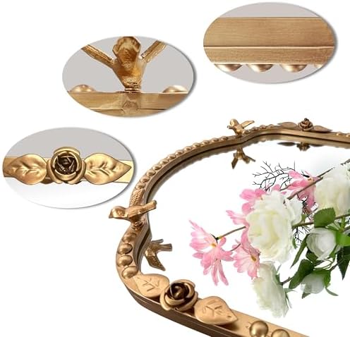 BAODANFU Scalloped Oval Wall Mirror, Vintage Gold Oblong Mirrors - Image 3