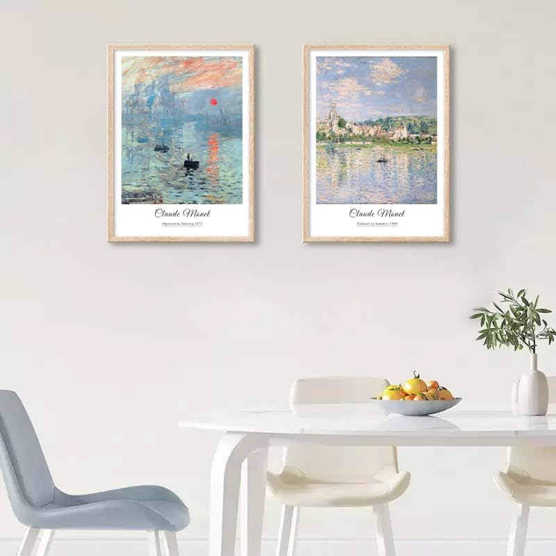 Framed Claude Monet Sunrise Canvas Wall Art, Vintage Impression Paintings - Image 5