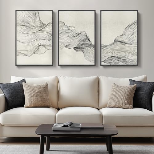 Large Framed Neutral Modern Abstract Wall Art by Cuspin