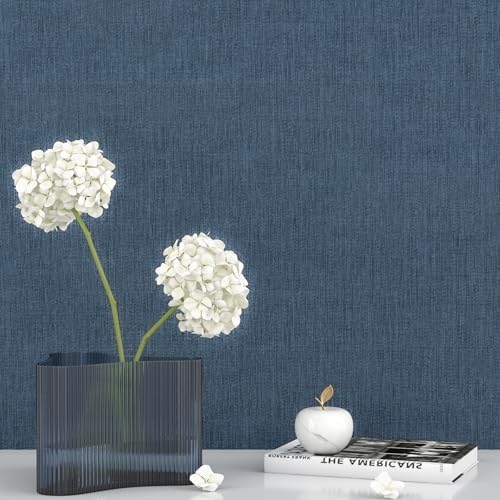 Navy Wallpaper Stick and Peel Textured Grasscloth Wallpaper Blue Contact Paper - Image 7