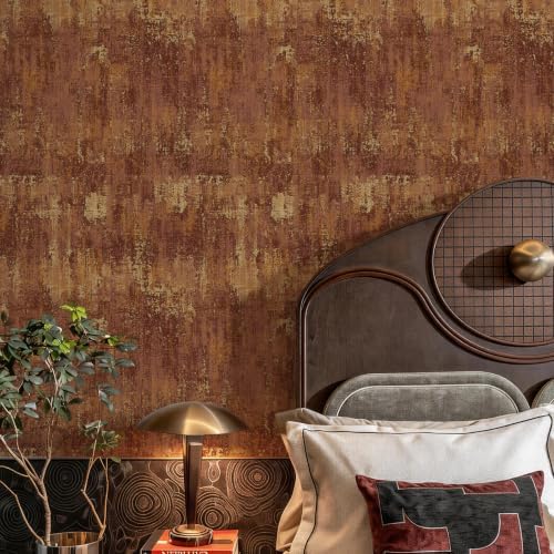 Vintage Metallic Peel and Stick Wallpaper 17.3" x 120" Brick Red Gold - Image 2