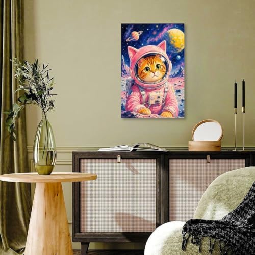 Cosmic Astronaut Cat Poster Space Galaxy Cat Canvas Wall Art - Image 7