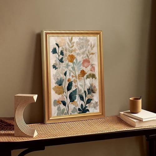 EJPFOGV Vintage Boho Floral Botanical Framed Canvas Wall Art 12x16 inches - Image 2