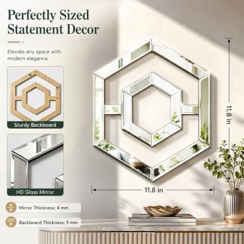 Square Decorative Wall Mirror 12 x 12 Inch, Modern Wall Mounted Accent Mirror - Image 3