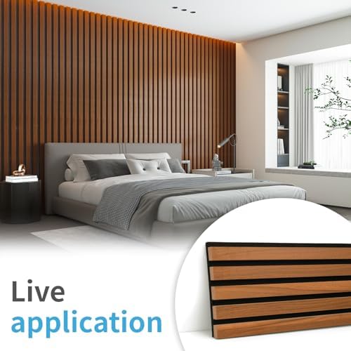 Art3d 4-Pack Soundproof Wood Slat Wall Panels, 94.5 x 7.9 Inch, Dark Walnut - Image 2