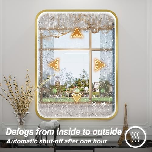 24"x32" Gold LED Bathroom Mirror - Image 4