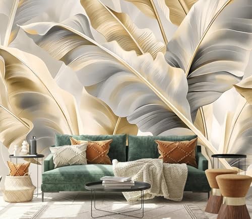Golden Banana Leaf Peel and Stick Wallpaper murals - Image 3