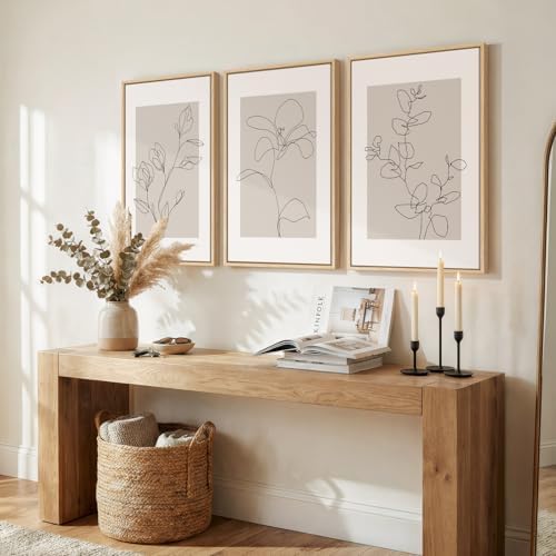 Framed Neutral Minimalist Floral Wall Art - Image 2