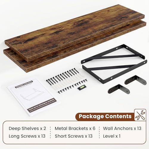 Deep Wall Shelves 40"W x 8"D Engineered Wood Floating Shelves - Image 4
