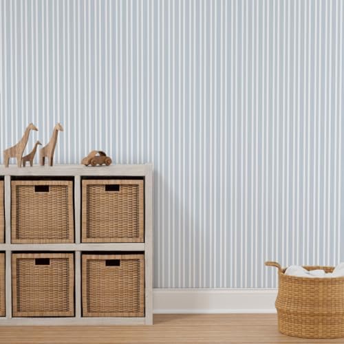 Spoonflower Pale Stripe Nursery Peel and Stick Removable Wallpaper - Image 7