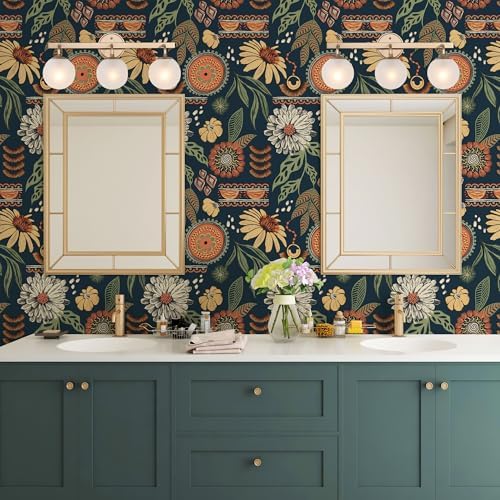Simon&Siff Boho Sun Floral Retro Peel and Stick Wallpaper 17.3" x 1200" - Image 5