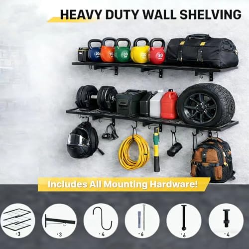 Garage Wall Shelving, Heavy Duty, 190 LBS Load Capacity - Image 5