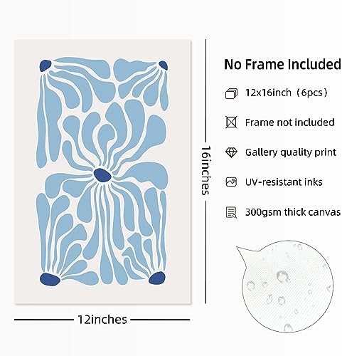 Youillne Matisse Flower Wall Art Prints Blue Abstract Wall Decor Aesthetic - Image 2