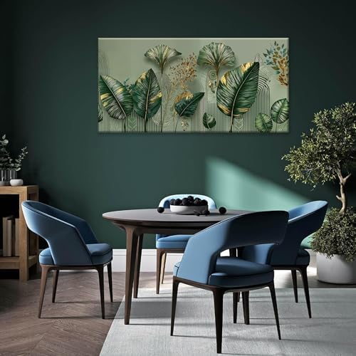 Boho Nature Leaf With Gold Canvas Wall Art Decor - Image 6