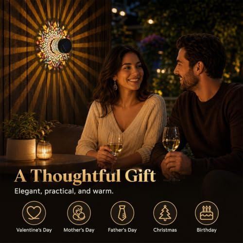 Solar Mandala Projection Wall Light, Waterproof Solar Fence Lamp - Image 7