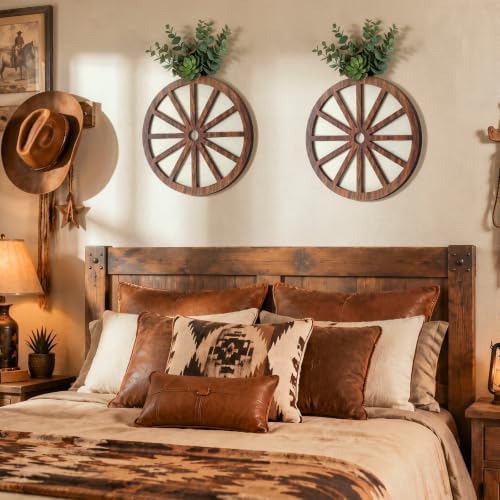 Novabright 2 Pack Wagon Wheel Vase Rustic Wooden Western Wall Decor - Image 4
