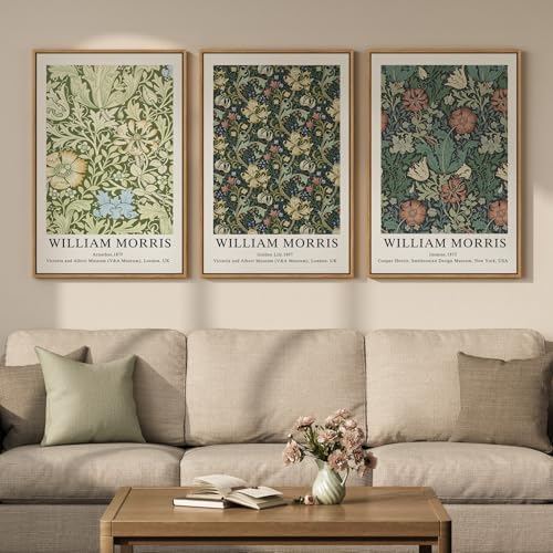 Large Framed William Morris Green Canvas Wall Art by Cuspin