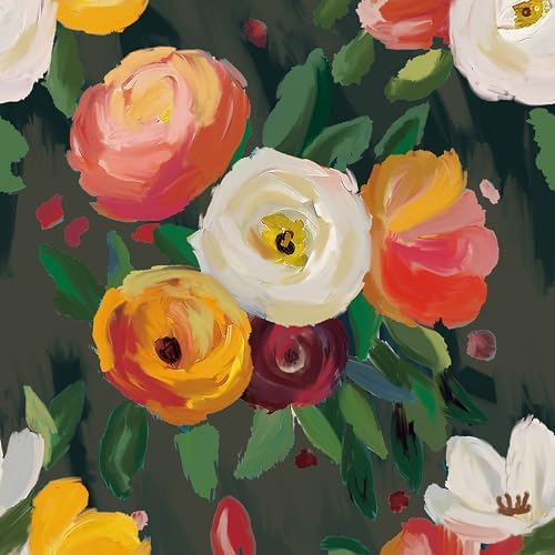 17.7" x 118" Boho Floral Peel and Stick Wallpaper Vintage Flower Contact Paper by Virefana