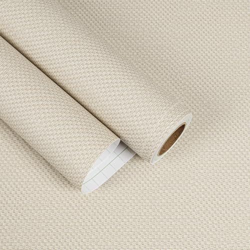 Beige Grasscloth Peel and Stick Wallpaper Textured Grass Cloth Rattan Wallpaper by EaseStick