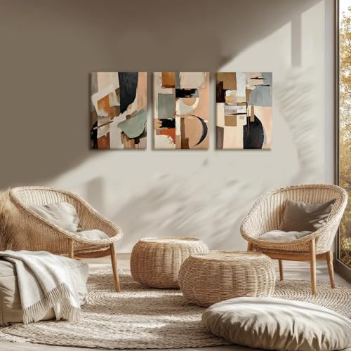 LYYGLYY 3Pcs Framed Abstract Textured Canvas Print Wall Art 12x16 Inches - Image 2
