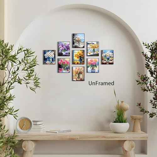 XIANGRUI Flowers Market Posters Wall Art Set of 9, Preppy Minimalist Canvas - Image 7